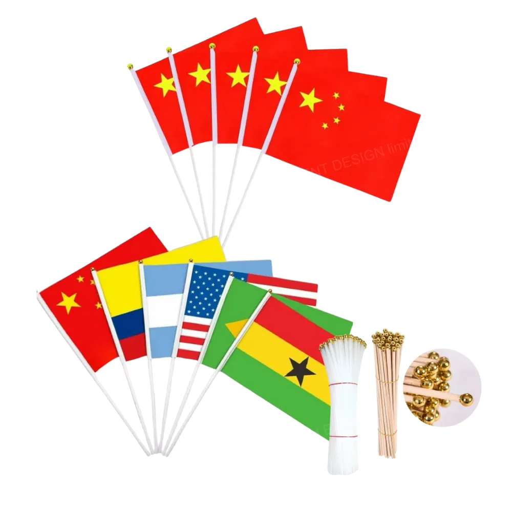 香港手搖旗訂製成品展示，旗幟印刷色彩鮮豔