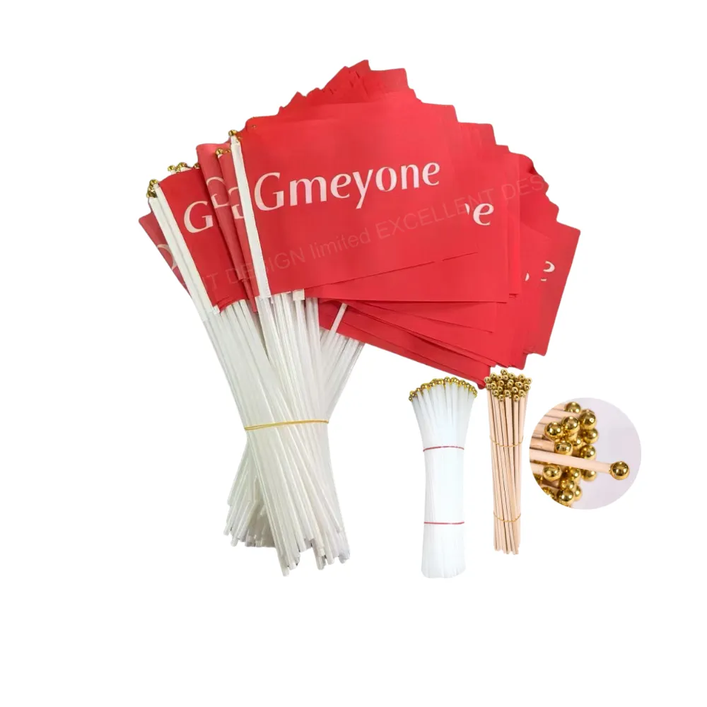 香港手搖旗訂製成品展示，旗幟印刷色彩鮮豔